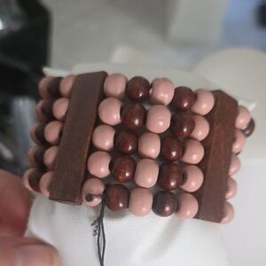 Paparazzi Island Soul Pink Wood Bracelet NWT